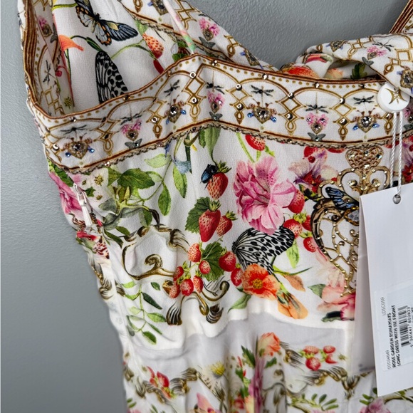 NWT Camilla Long Dress Tie Front - Rose Garden Runaways - Silk - Picture 13 of 16